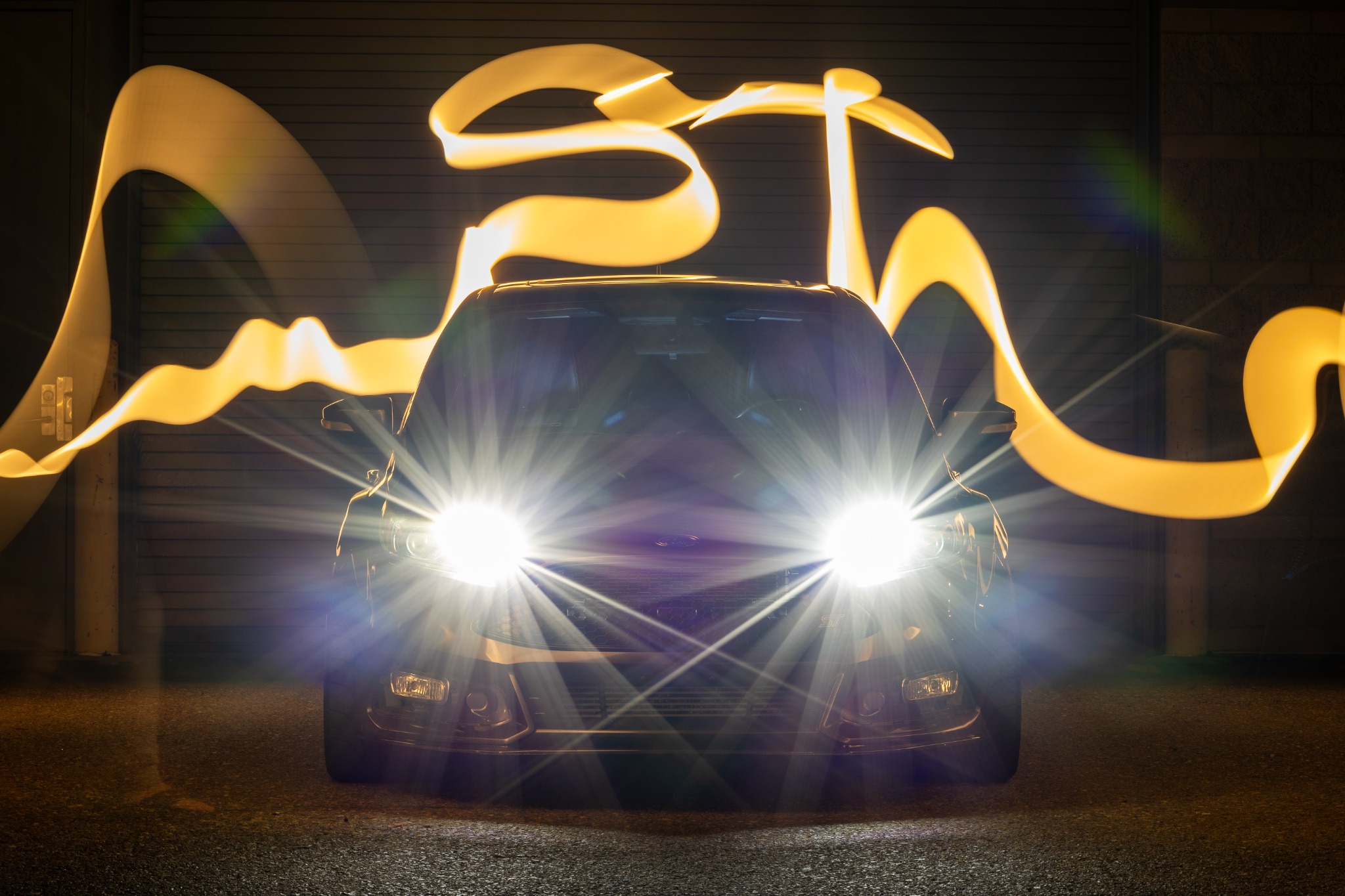 Ford Focus photographed with light painting